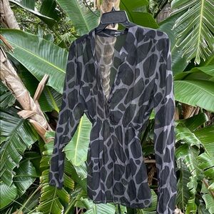 Express sheer zebra print silk bohemian top